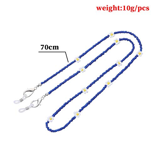 Colorful Daisy Flower Beads Sunglasses Lanyards Holder Chain Necklace Strap Anti-Lost Mask Leash Glasses Beaded Detachable Multicolor For Women Girl Protection Eyeglass Jewelry-Black #TOP1