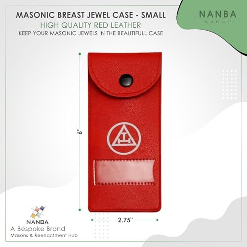 Masonic Regalia Pocket Jewel Holder Case  Leather Carry Wallet with Soft Lining for Freemason Lodge Jewels, Pins & Badges - Royal Arch Silver