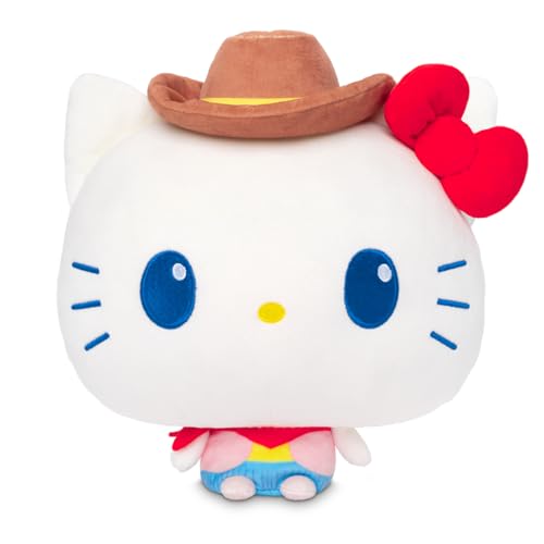 TeeTurtle Cloudheads Cowgirl Hello Kitty Plush - 8-Inch Amazon Exclusive Official Sanrio Stuffed Animal with Embroidered Details - Soft Cuddly Plush Toys for Kids, Teens, and Adults