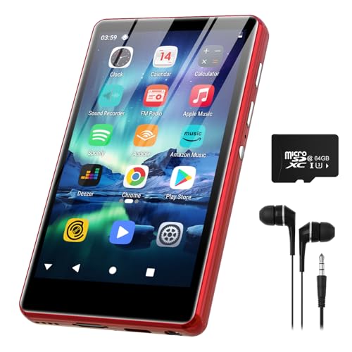 Image of 80GB Music Player, MP4 MP3 Player with Bluetooth and WiFi with 4-inch IPS Touch Screen Digital Audio Players, M503 Pro Spotify Player with Amazon Music, Audible, Chrome Browser, Support Up 512GB Red