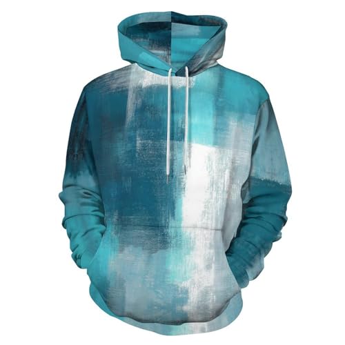 Sweat à capuche turquoise et graffiti abstrait idéal pour le sport et le travail décontracté