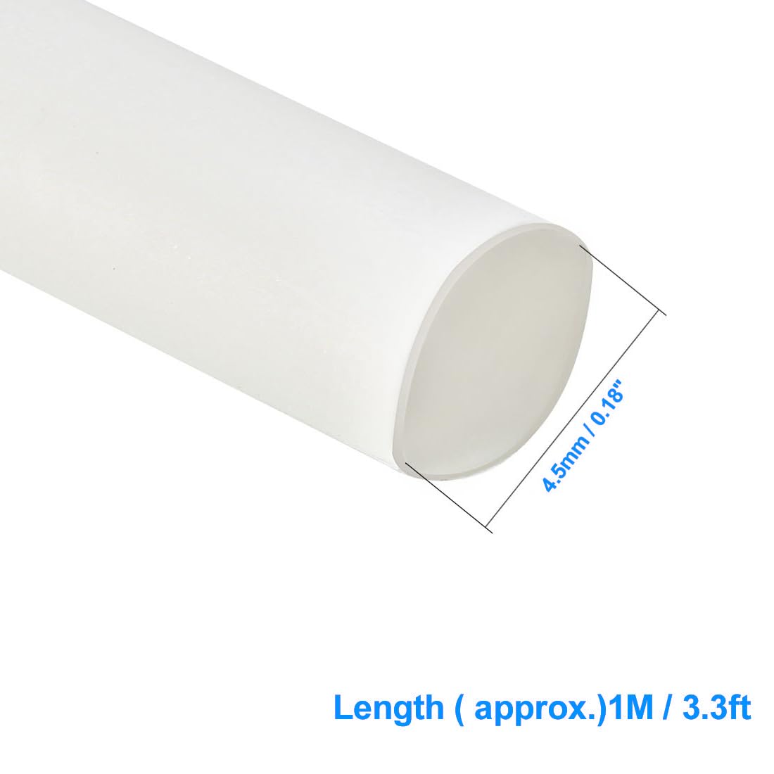 Unifizz Heat Shrink Tubing 4.5mm Dia 2:1 Ratio Shrinkable Tube Cable Sleeve 1m - White - Image 2