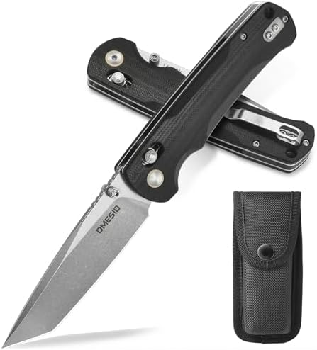 Omesio Couteau pliant M-LB21 Tanto, lame en acier 14C28N, manche ...