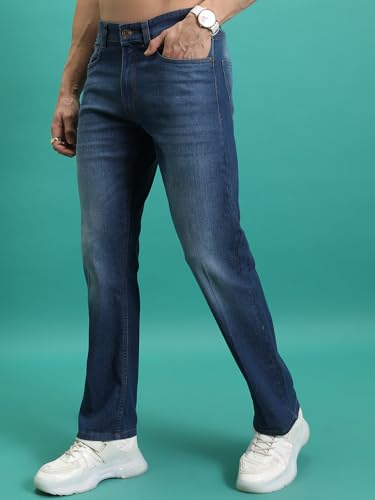 Image of Highlander Men's Straight Fit Jeans | Mid Rise | Stretchable | Sleek & Contemporary | Designed for Comfort & Ease of Movement| Jeans for Man