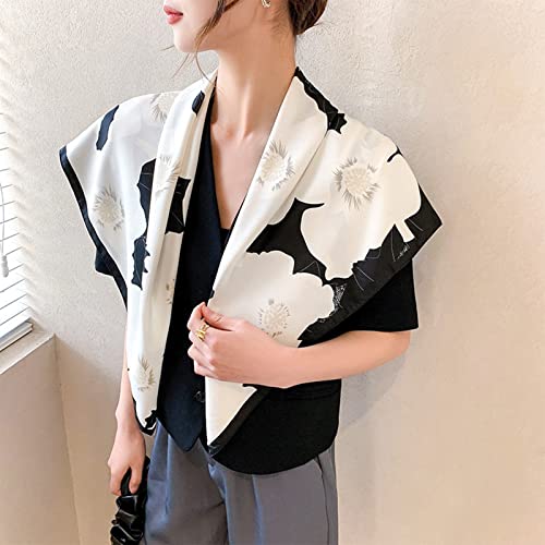 Silk Scarf Women Square Scarves Flower Print Lightweight Scarves Ladies Decorative Neckerchief Head Scarf Headdress2