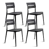 THE SECRET HOME─ Silla de Comedor o de Trabajo de Polipropileno─ para Interior, Cocina o salón─ Estilo Nórdico. Varios Modelos (Modelo 2 Negro- Pack de 4)