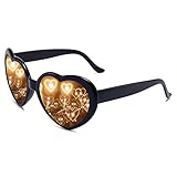 Dollger Heart Sunglasses Heart Effect Diffraction Glasses Festival Accessories Party Rave Lights Glasses Love Gift UV400 Protection