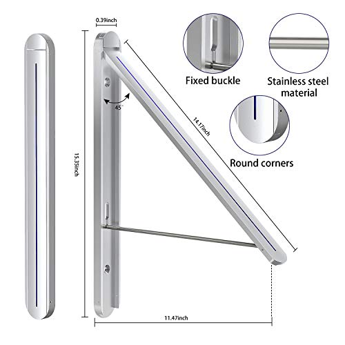Stealth Hangers ,Retractable Clothes Rack - Wall Mounted Folding Clothes Hanger Drying Rack for Laundry Room Closet Storage Organization, Aluminum, Wall Decoration Hangers - Thumbnail 7
