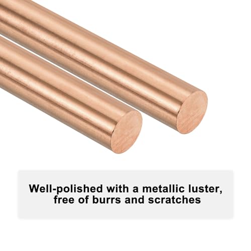 M METERXITY 2 Stück Kupfer Rundstab 10mm Durchmesser 100mm Länge T2 Lager Vollstab Drehstange für Metallhandwerk DIY/Garten/Industrie/Dekoration Reines Rohr