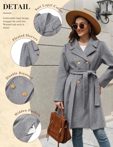 HEEKPEK Women’s Wool Blend Trench Coat Slim Double Breasted Notch Lapel Pea Coat Thick A Line Jacket with Pockets(S-XXL)2