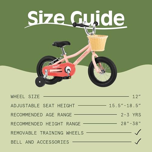 Image of Retrospec Koda Plus Kids Bike for Boys & Girls Ages 2-3 Years - 12 inch Children's Bicycle, Adjustable Seat & Handlebars, Removable Training Wheels, Front Hand Brakes, Rear Coaster Brake & Safety Bell