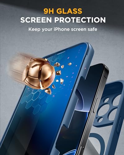 Image of miracase Privacy for iPhone 16 Pro Max Case, 25 Anti-Spy, Blue | Built-in Privacy Screen Protector, Compatible with MagSafe, Full Camera Protection, 360 Full Body Shockproof Phone Case 6.9 inch
