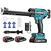 Cordless Caulking Gun Compatible with Makita 18V, Electric Silicone Sealant Gun Applicator with 2pcs Battery for 300ml Cartridges, Adjustable Speed, No-Drip Design for Sealing & Installation