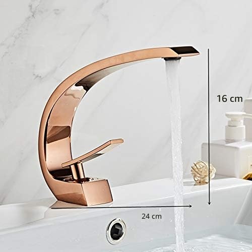 Grifos de lavabo AFUDER, grifo mezclador de baño moderno, grifo de lavabo negro/dorado, grifo de cascada fría y caliente de una sola manija