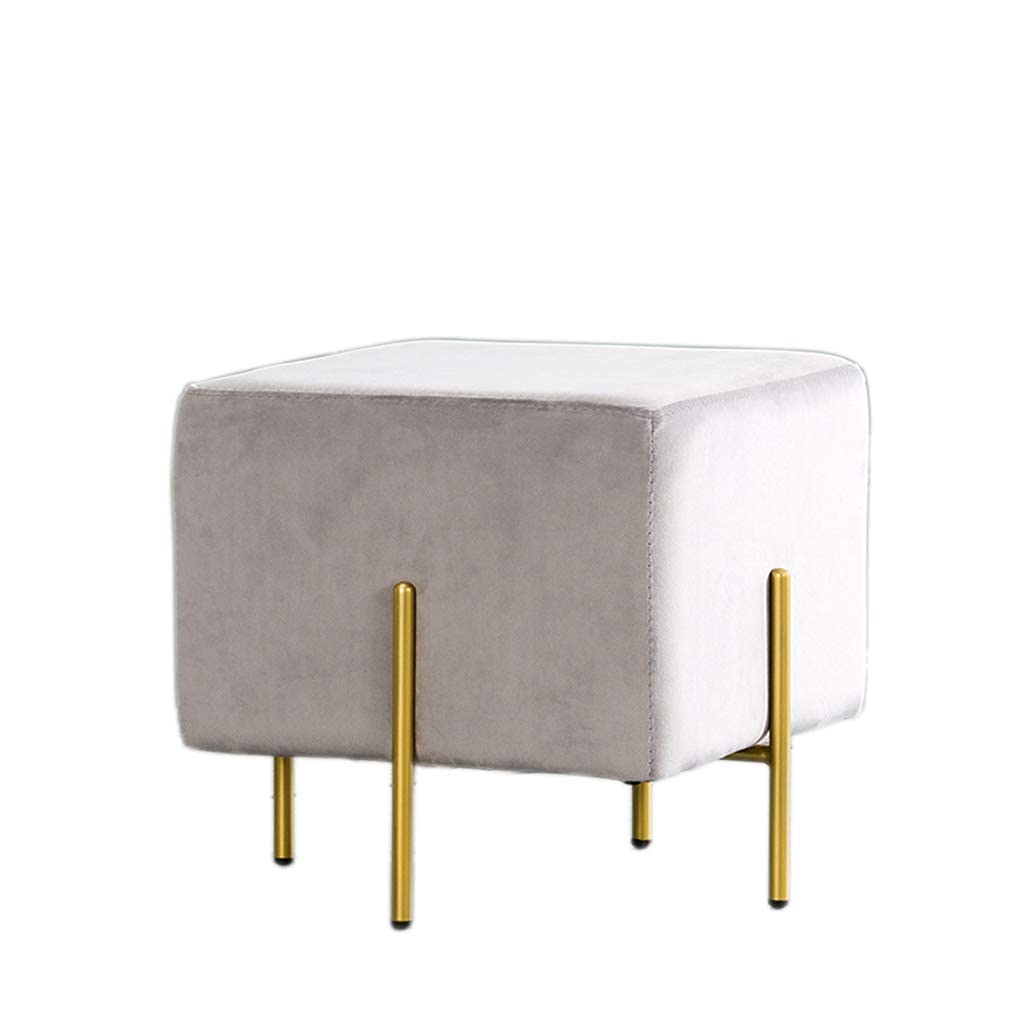 Pouf cube en tissu marron 42x40 cm avec trépied en acier inoxydable doré