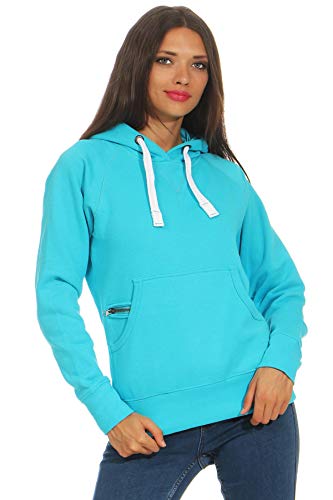 Mivaro Damen Hoodie Türkis - Dicker Kapuzenpullover mit flauschigem...