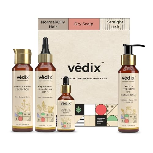 Vedix Customized Ayurvedic Hair Care Kit for Dry Scalp & Straight Hair | Combo