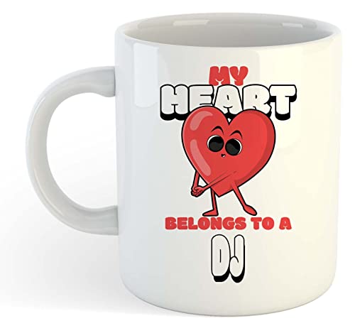My Heart Belongs to A Dj Cartoon Stlye Gift Mug - Valentines, Love, Gift