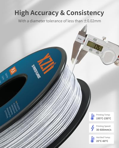 Image of PLA Filament 1.75mm Marble 1KG, 3D Printer Filament Dimensional Accuracy + /- 0.02mm, 1kg Plastic Spool(2.2lbs) 3D Printing Filament Fits for Most FDM 3D Printers (Grey)