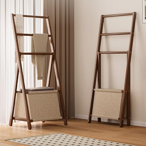 Portant à vêtements en bambou 71cm avec sac en tissu et penderie triangle - 3