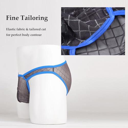 Mens See Through Underwear Ice Silk Bulge Pouch Briefs Men's Lace Panties Sexy Bikini4
