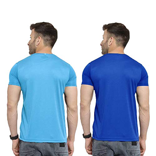 Image of TQH Men Dri Fit Polyester Half Sleeve Round Neck Multicolor t Shirts - Combo Set of 2