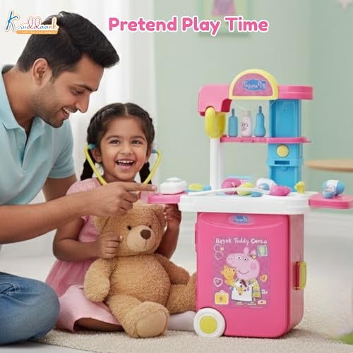 Image of Hasbro Peppa Pig Doctor Set - Portable Medical Cart with Lights & 9 Accessories, Pretend Play Nurse & Doctor Kit for Kids Aged 3+, Pink Multipurpose Trolley Toy, Best Gift for Toddlers