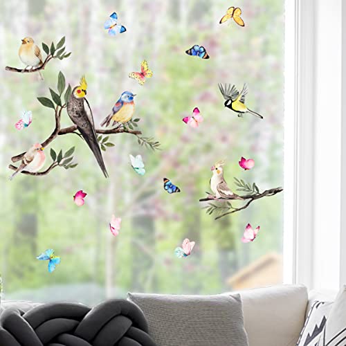 Colorful Birds Wall Decals Peel And Stick, Tree Branch Flower Wall Stickers, Removable Wall Decor Diy Vinyl Art Home Murals For Bedroom Living Room Nursery Decoration (Butterflies And Birds) #TOP1