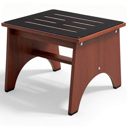 RayLove One Step Stool for Adults Seniors with Non-Slip Rubber Stepping Feet, Heavy Duty Platform Step Stools for Bathroom, Bedroom, Kitchen & Bedside Support 12 Inch Rustic Brown
