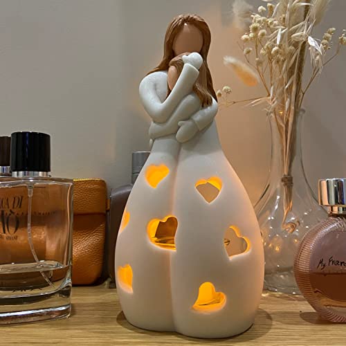 Gifts For Mom From Daughter - Candle Holder Statue W/Flickering Led Candle By Oakiway - Cool Moms Birthday Gift Ideas, Christmas, Mothers Day, Unique Daughters Gifts, Happy Bday (Light Brown) #TOP3