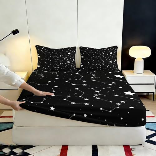 Drap housse microfibre constellation 140x200cm aux finitions soignées