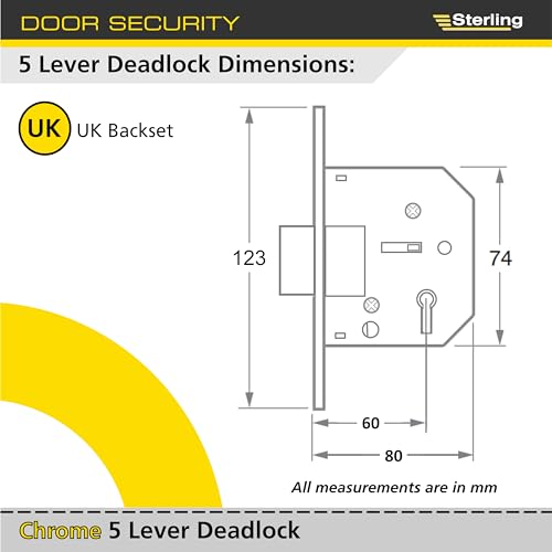 Sterling MLD530N 3-inch/76mm 5-Lever Deadlock, Chrome, 3.0" - Image 4