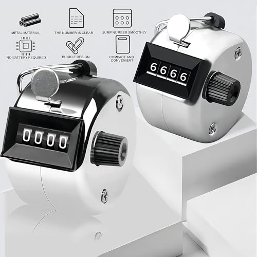 Image of GLUN Tally Counter, 4-Digit Metal Hand Finger Counter for Jaap Counter, Tasbeeh Counter, Counting, Knitting, Coaching Golf, Lap, Fishing (Pack of 1)