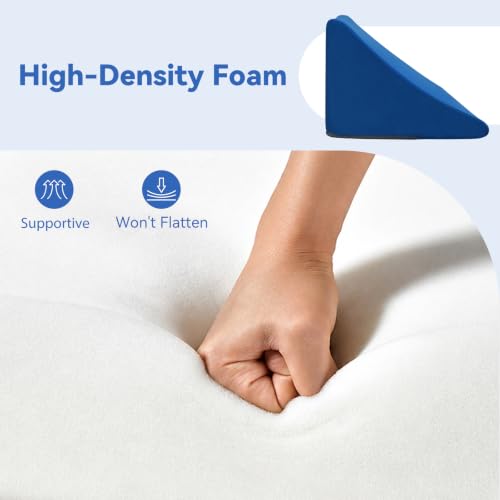 Image of Vekkia Wedge Pillow for Side Sleeping, Positioning Back Support Pillow with Firm Support for Side Sleeper, Bedsore Prevention, Post-Surgery Recovery, Back Pain, Machine Washable Cover, Blue