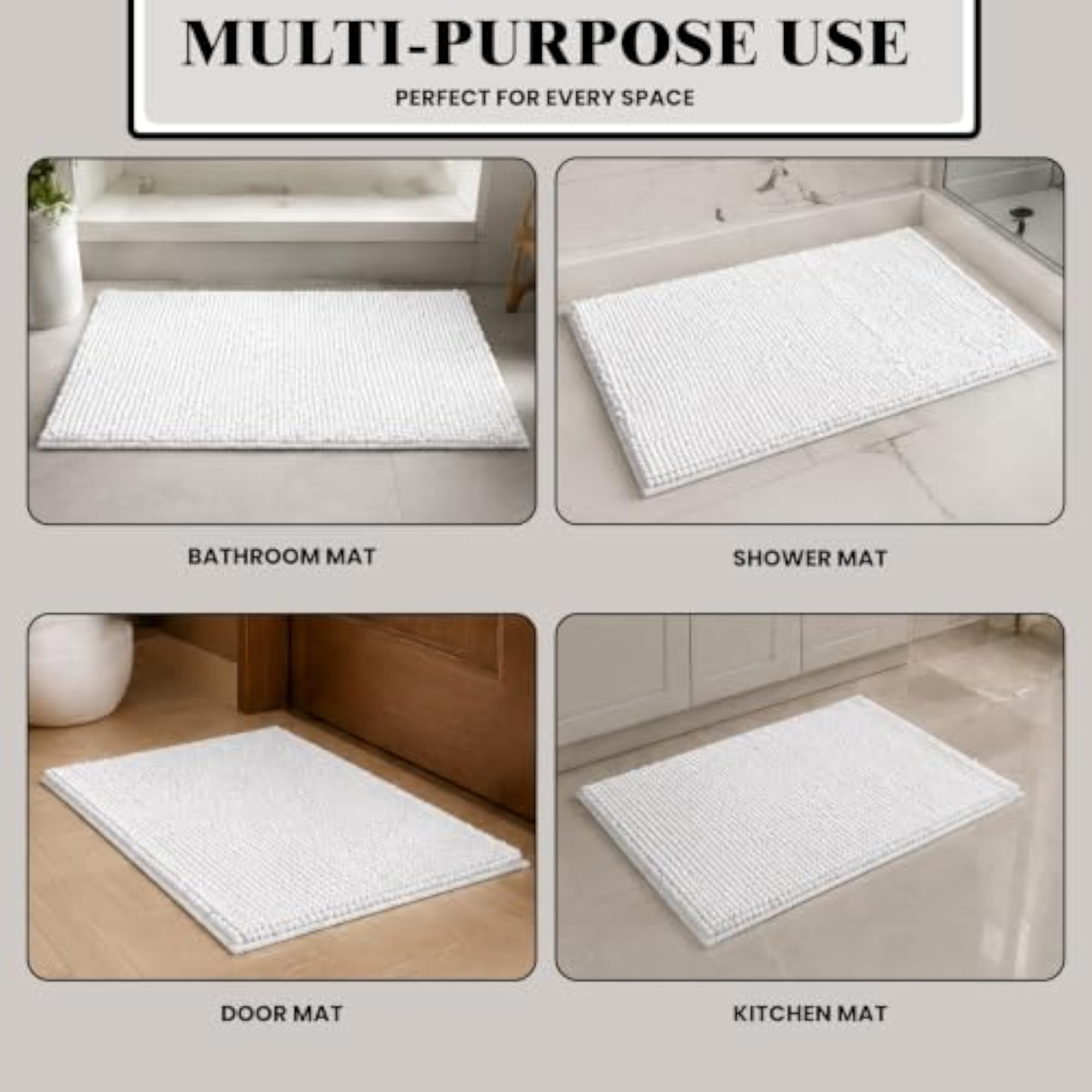 Ultra Soft Microfiber Bath Mat, Super Absorbent Chenille