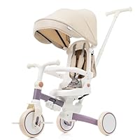 【新品】子供用三輪車 7in1 （ベージュ） Amazon.co.jp: 子供用三輪車 7in1 折りたたみ 手押し棒付き 6