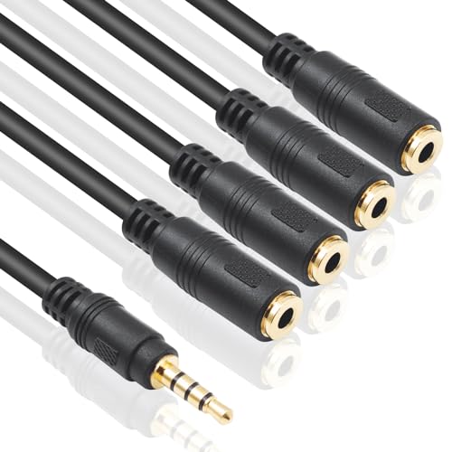 Splitter de audio y micrófono 3.5mm 1 a 4 vías miniatura 3