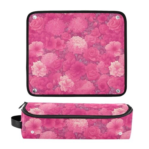 Organizador para Herramientas de Cabello 2 en 1 Dianthus Flores Fucsia Caliente con Tapete Resistente al Calor y Bolsa de Viaje para Secador, Plancha y Rizador miniatura 3