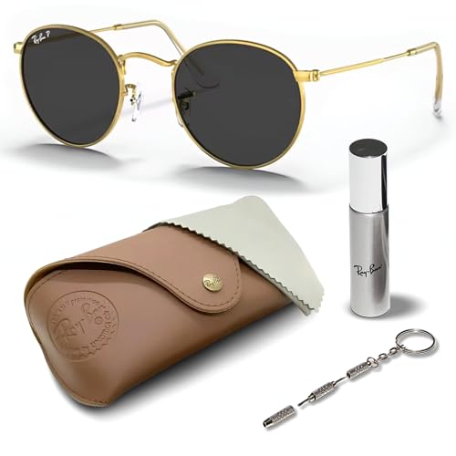 Ray-Ban RB3447 Round Metal Polarized Sunglasses Black