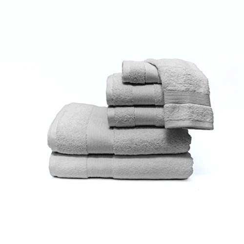 Peacock Alley Liam Turkish Bath Towels - 600 Gram Weight, Extra-Long Staple Low Twist Cotton - Luxury Bath Towel Collection in 4 Colors - 6pc Towel Set (Light Grey)