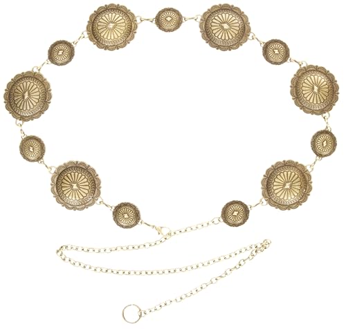 INOGIH Women Western-Cowgirl-Concho-Belt Boho-Waist-Metal-Chain-Belt for Dresses Jeans Pants