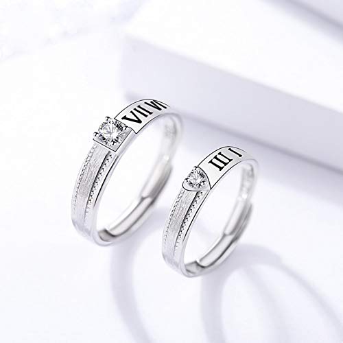 Alliance en argent à chiffres romains | Bague de mariage réglable - 2