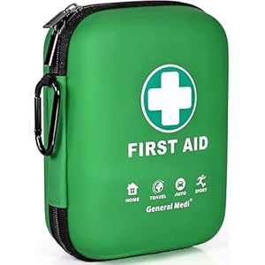 General Medi First Aid Kit – 170 Pieces Hard Case and Lightweight – Includes Instant Cold Pack,Emergency Blanket for Travel, Home, Office, Vehicle, Camping, Workplace & Outdoor (Green)