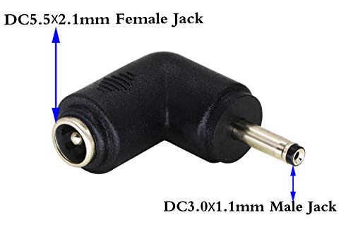 Zdycgtime Dc3.0X1.1Mm Male 90 Degree Angle To Dc5.5X2.1Mm Female Adapter 5 Volt Dc Barrel Power Jack Charging Cable Connector For Tablet, Electronic Dog, Access Control Attendance (Dc 3.0X1.1Mm-2Pack) #TOP2