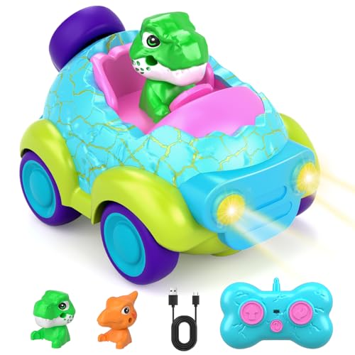 JOYSINTOY Remote Control Car for Toddlers, Dinosaur Toys for Ages 2-4 with Lights & Music, Rechargeable RC Car Birthday Gifts for 2 3 4 Year Old Boys Girls