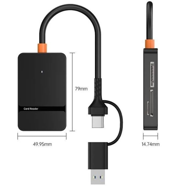 Diagram showing dimensions of the CARE CASE ADS-316 card reader