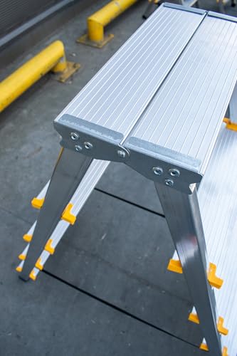 DRABEST Alu Leiter Klappbar Beidseitig Trittleiter 2x5 Stufen Klappleiter bis 150 kg Belastbar Klapptritt Zertifiziert