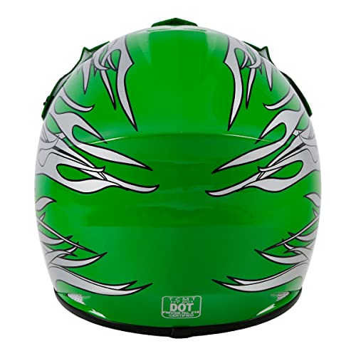 Dot Youth Kids Motocross Offroad Street Dirt Bike Helmet Youth Motorcycle Atv Helmet With Goggles Gloves Green Flame L #TOP4