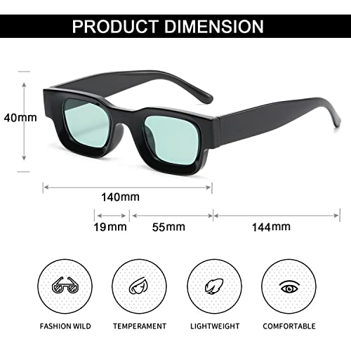 Image of EYLRIM Thick Square Frame Sunglasses for Women Men Chunky Rectangle Polarized Sunglasses UV400 Protection