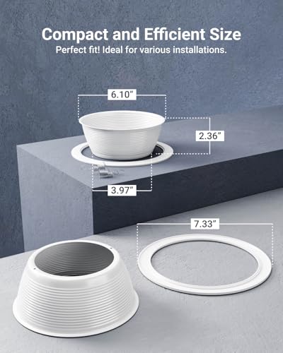 sunco 12 pack 6 inch ceiling can light trim step baffle with detachable ring white recessed light trim